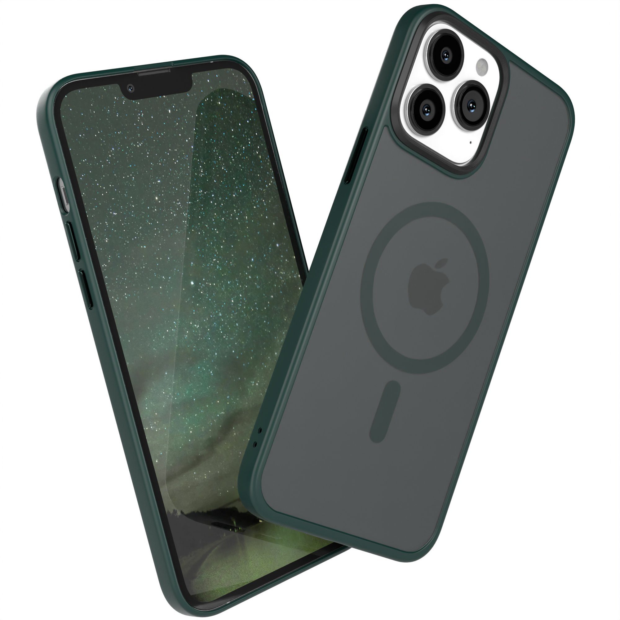 EAZY CASE Handyhülle Outdoor Case MagSafe für Apple iPhone 13 Pro Max 6,7 Zoll, Backcover Tasche Case Schutzhülle mit Kameraschutz Bumper Dunkel Grün