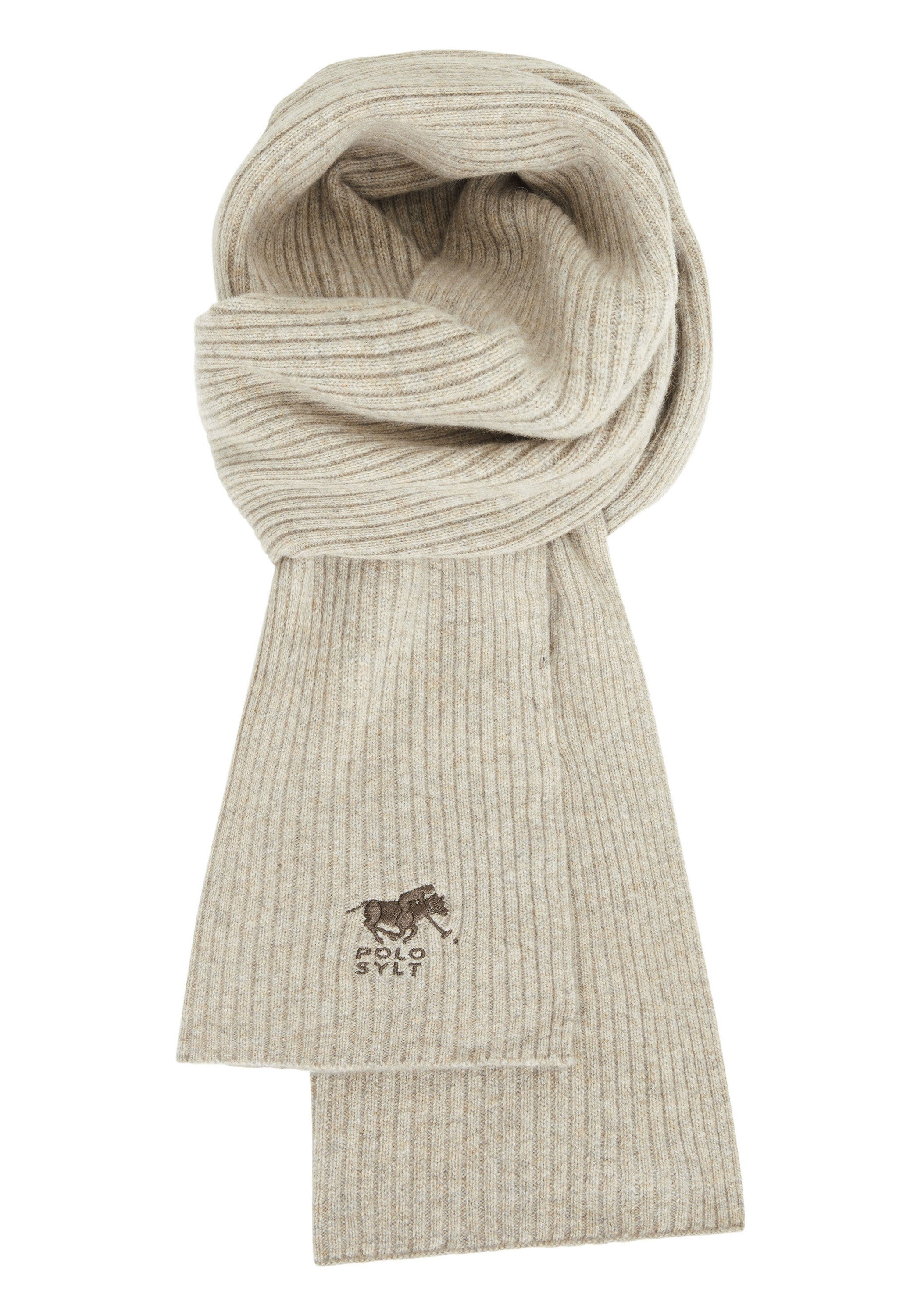 Polo Sylt Strickschal mit Rippstruktur und Label-Stickerei
