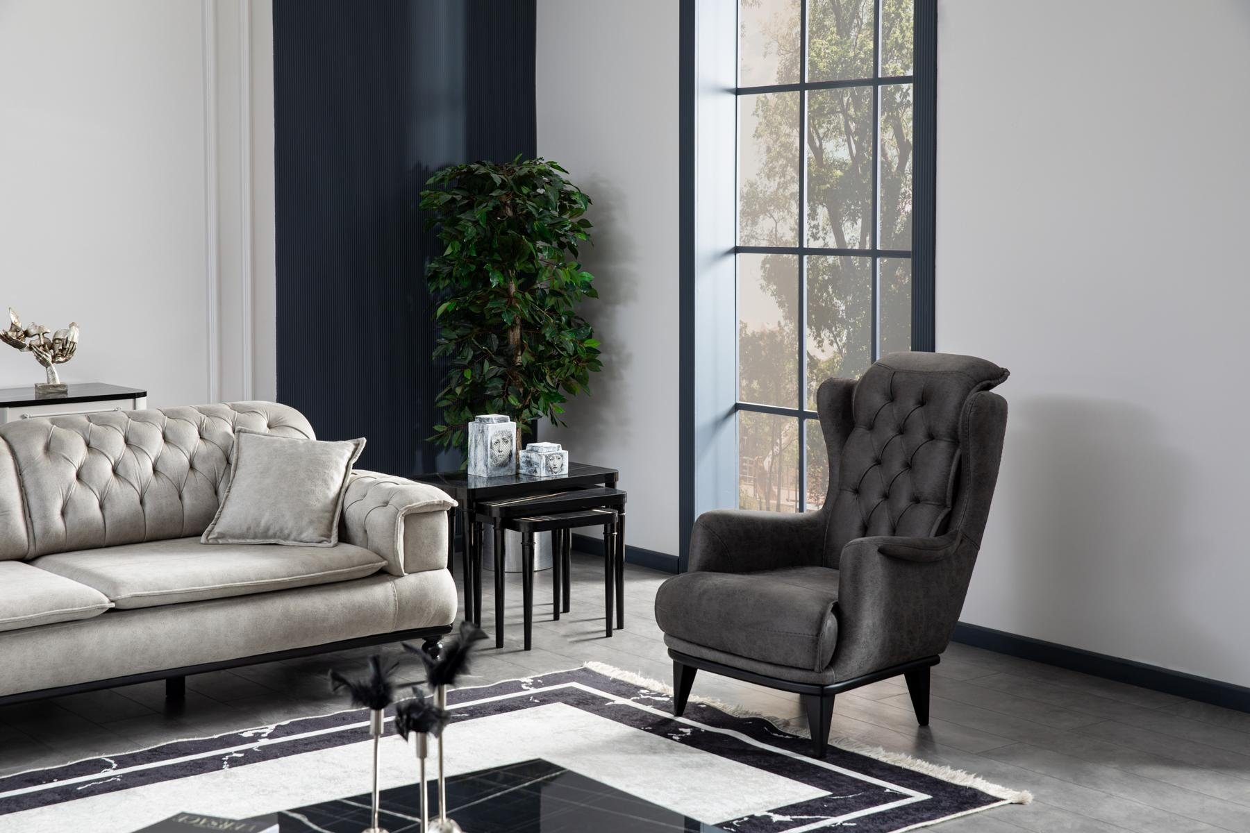 JVmoebel Sessel Luxus Sessel Design Grau Lounge Polster (Nur Sessel), Made in Europe