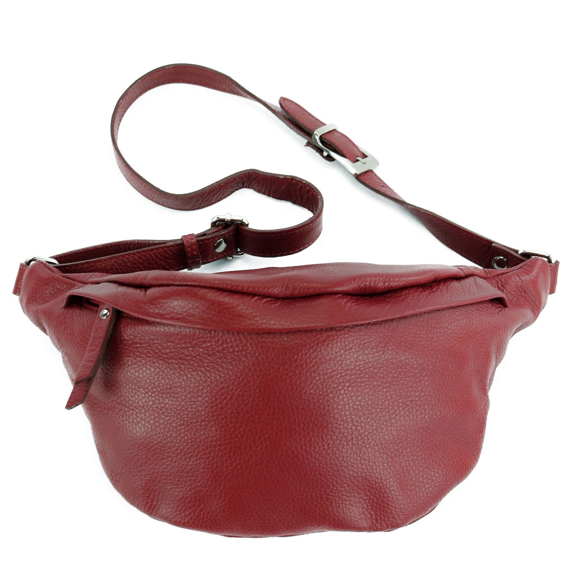 modamoda de Gürteltasche T77, Echtleder Handmade in Italy Purpurrot