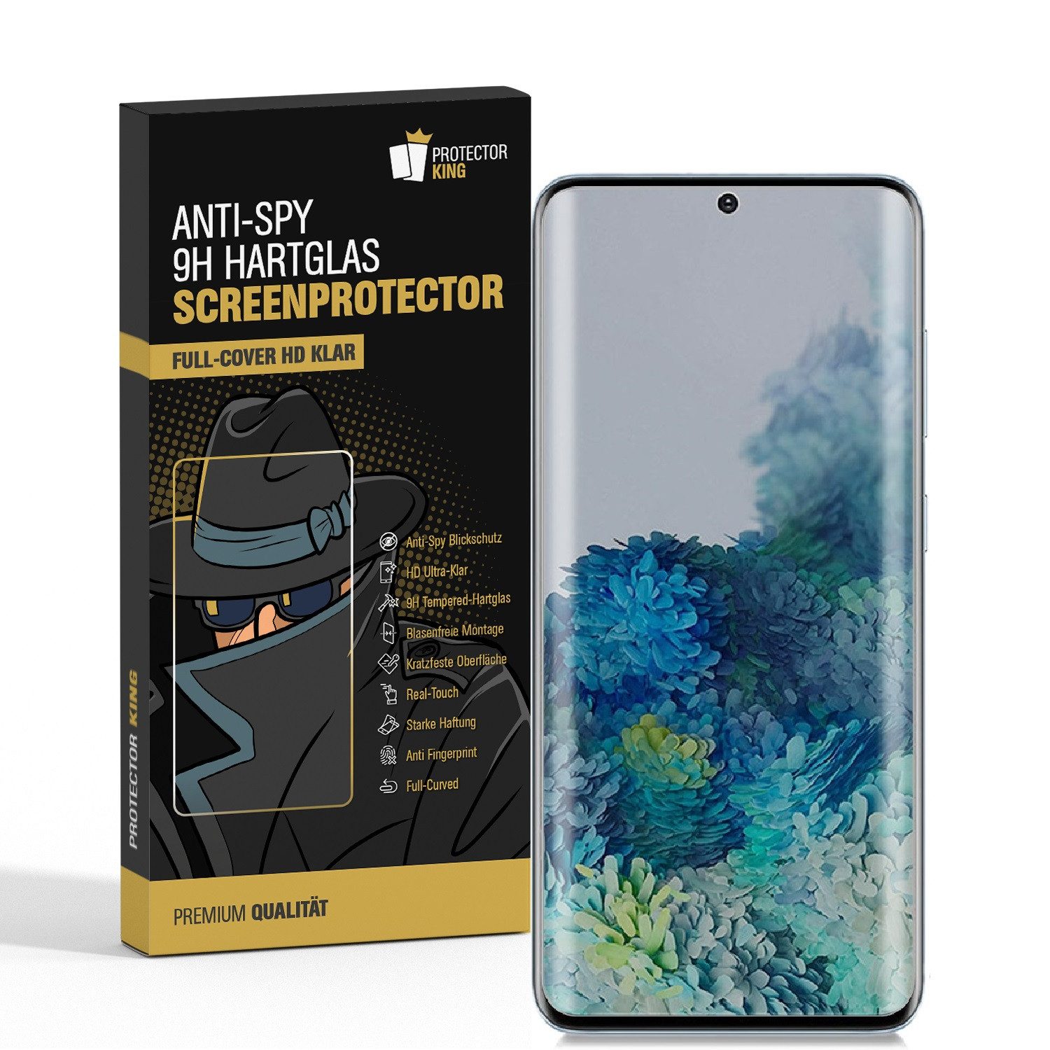 Protectorking Schutzfolie 2x Blickschutz 9H Panzerglas für Samsung Galaxy S20 Ultra FULL CURVED, (2-Stück), Displayschutz, Schutzglas ANTI-SPY PRIVACY BLICKSCHUTZ 9H Härte
