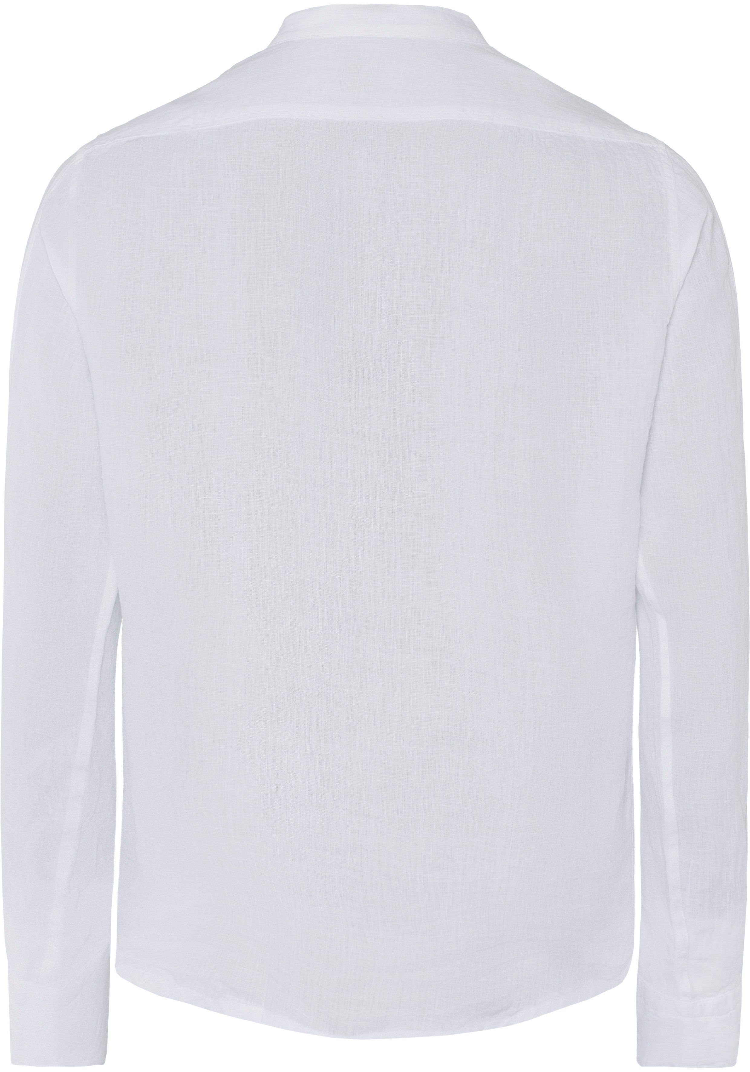 Langarmshirt Label-Stickerei mit HUGO am white100 BOSS dezenter Manschettenschlitz ORANGE