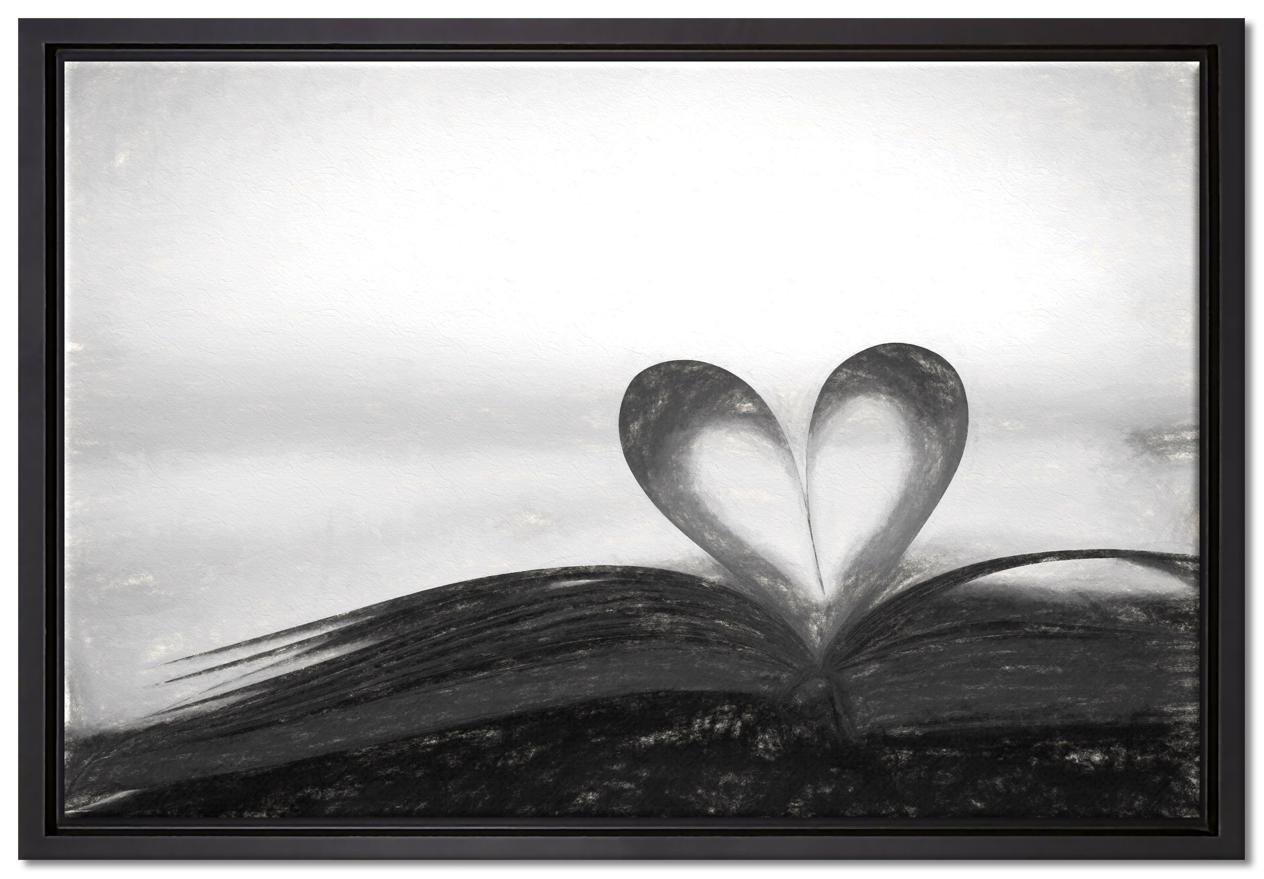 Pixxprint Leinwandbild Herz aus einer Buchseite, Wanddekoration (1 St), Leinwandbild fertig bespannt, in einem Schattenfugen-Bilderrahmen gefasst, inkl. Zackenaufhänger