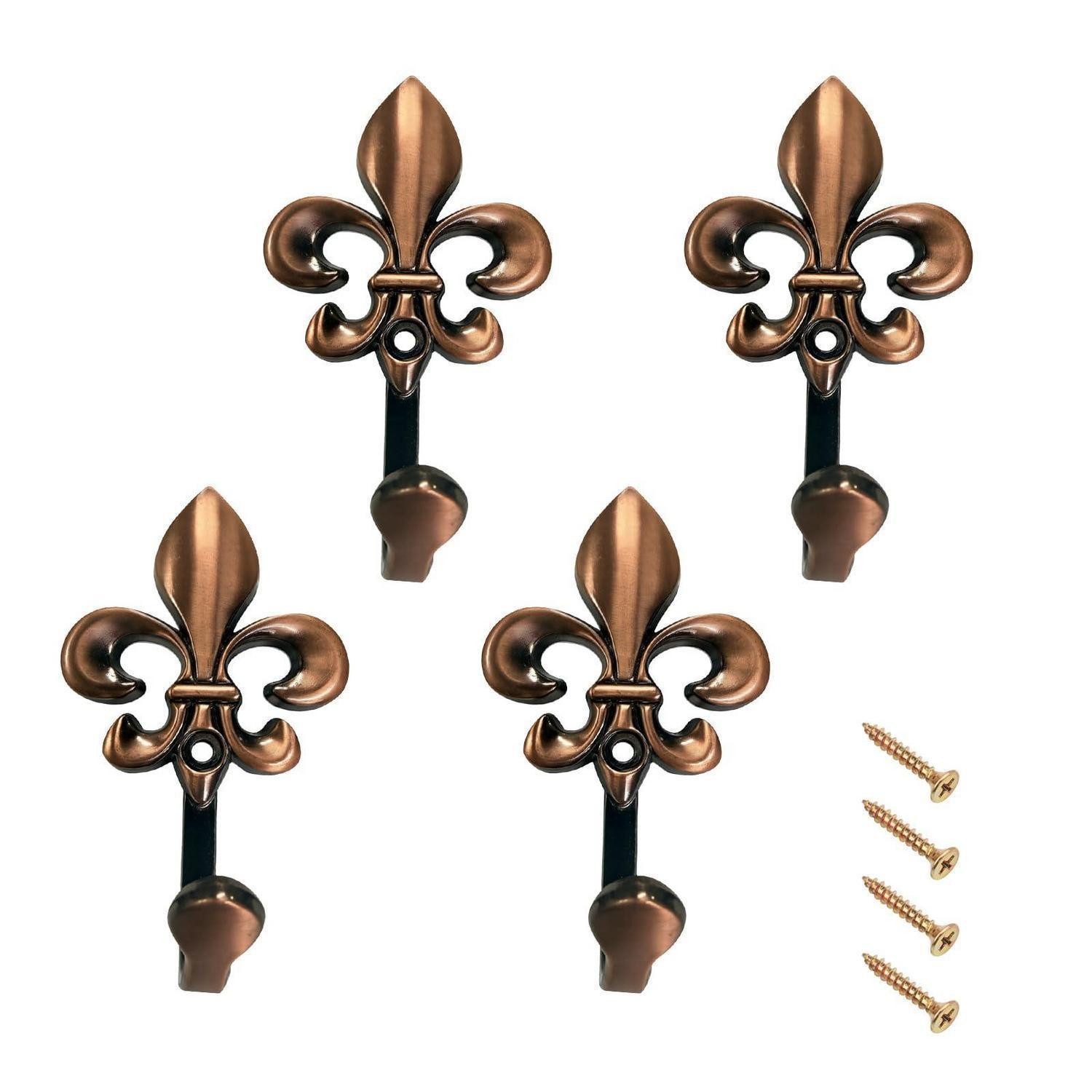 LuxusKollektion Wandhaken Vorhanghaken Rotbronze Fleur-de-Lis, (4-St)