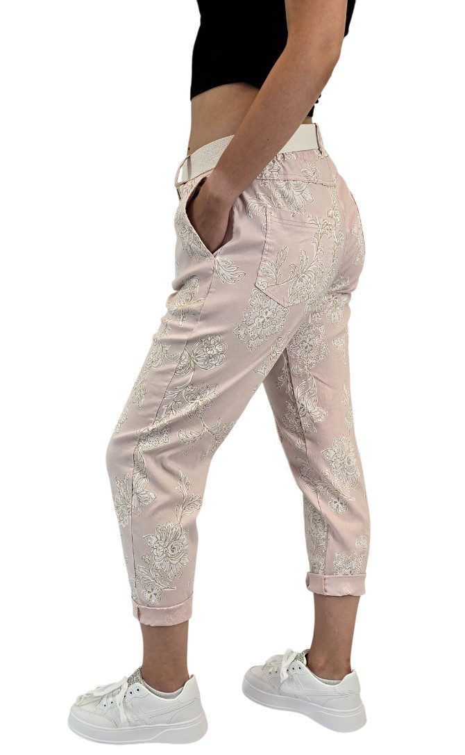 Sa-Lucca Jogger Pants Damen Joggpants mit edlem Blumen-Muster und Stretch-Komfort elastischer Bund