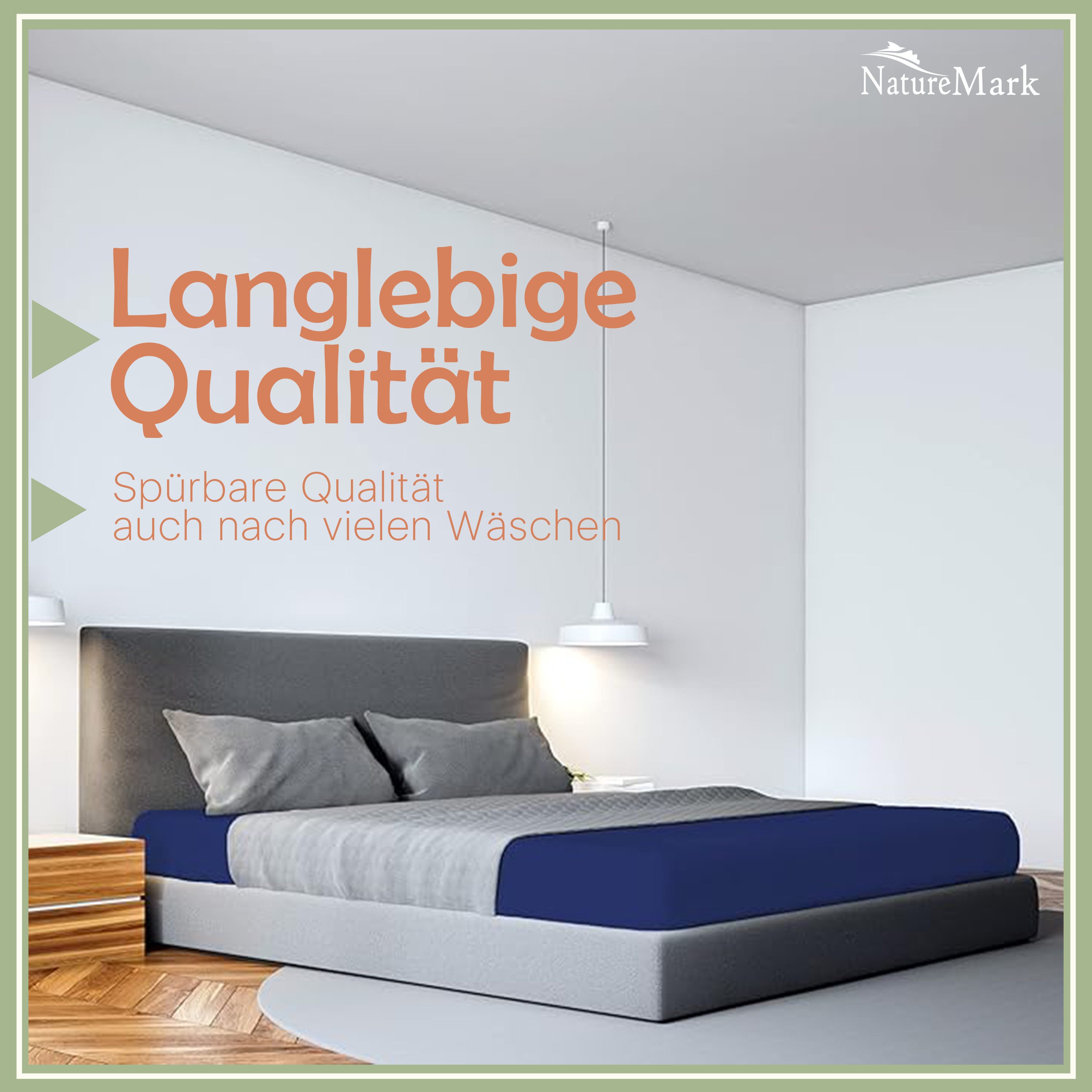 NatureMark Spannbettlaken Mikrofaser Spannbetttuch, Polyester, Gummizug: rundum, viele Größen und Farben Markenware, 200x220 cm, Navy blau – Bild 4 von 5