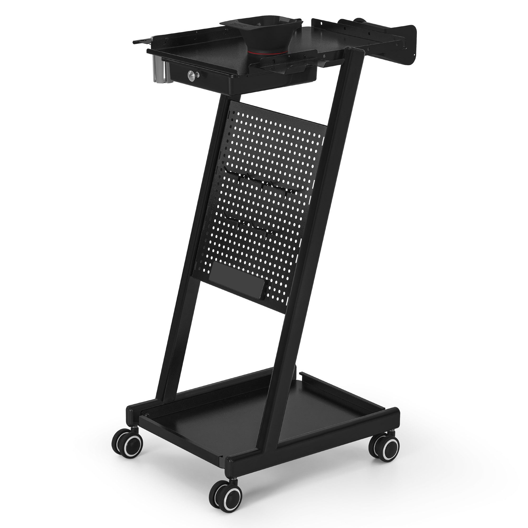 Barberpub Rollwagen BarberPub Friseurwagen mit Schublade, Salon Trolley Schwarz, 0085, mit Schublade & 2 Ablagen, Friseur Arbeitswagen, Beauty Salon Trolley