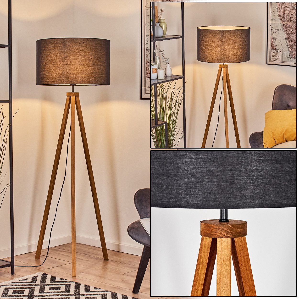hofstein Stehlampe Stehlampe aus Metall/Holz im modernen Boho-Design, ohne günstig online kaufen