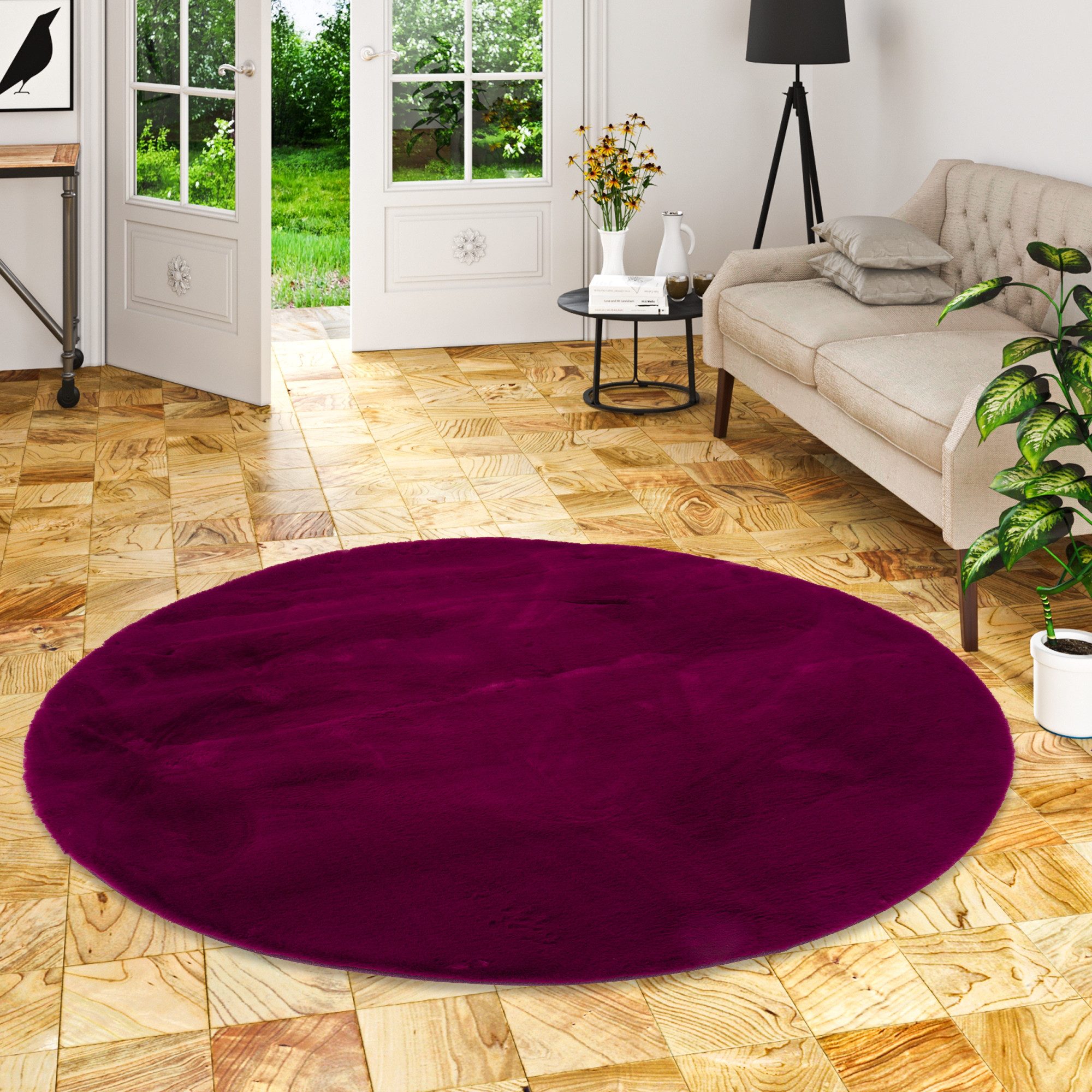 Pergamon Fellteppich Fellteppich Luxus Super Soft Plush Rund, Rund, Höhe: 2 günstig online kaufen