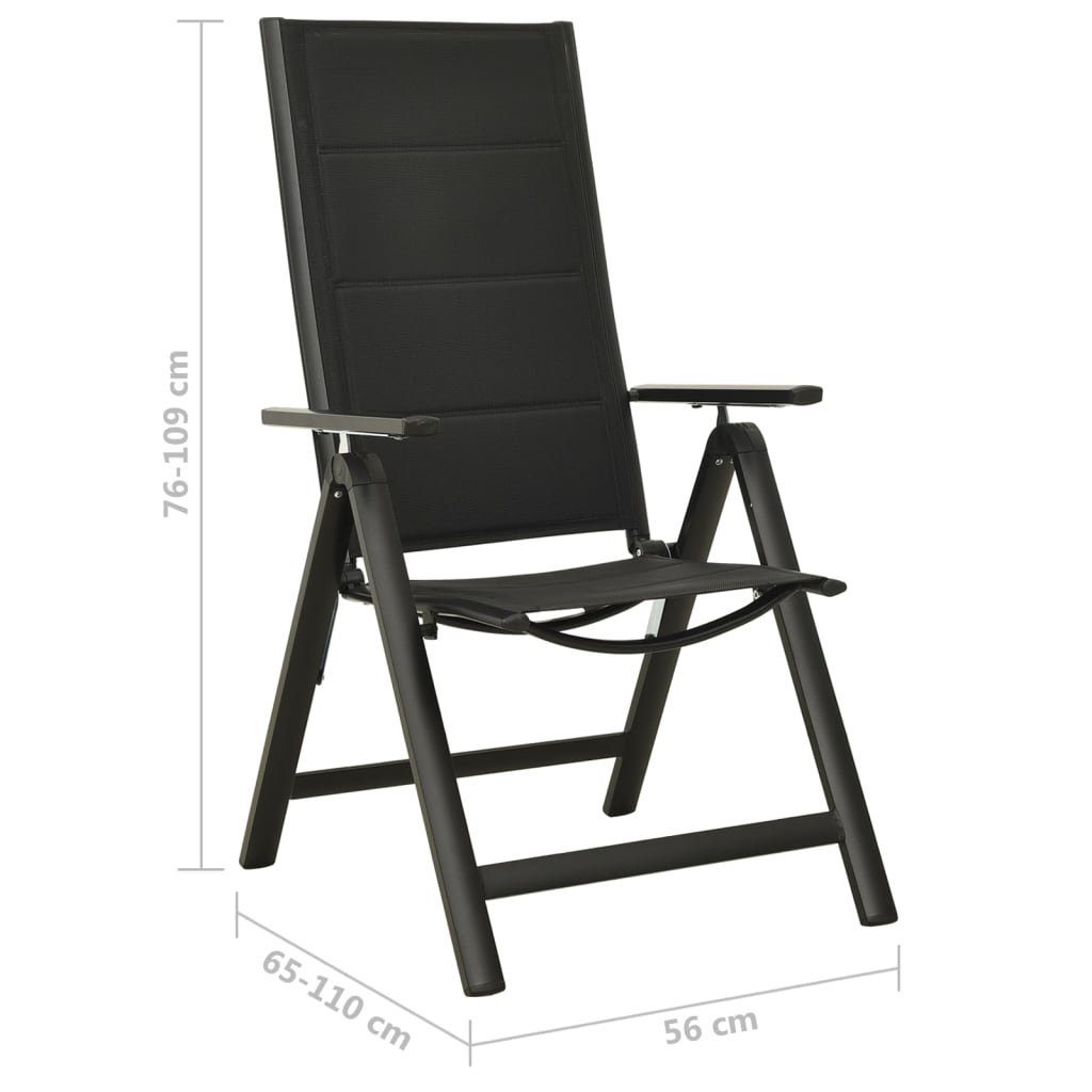 Gartenstuhl Stk. und vidaXL Klappbare Gartenstühle Aluminium 2 Schwarz St) Textilene (2
