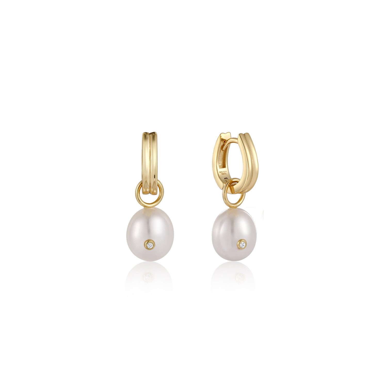 Ania Haie Paar Ohrstecker Pearl Drop Sparkle Huggie Hoop