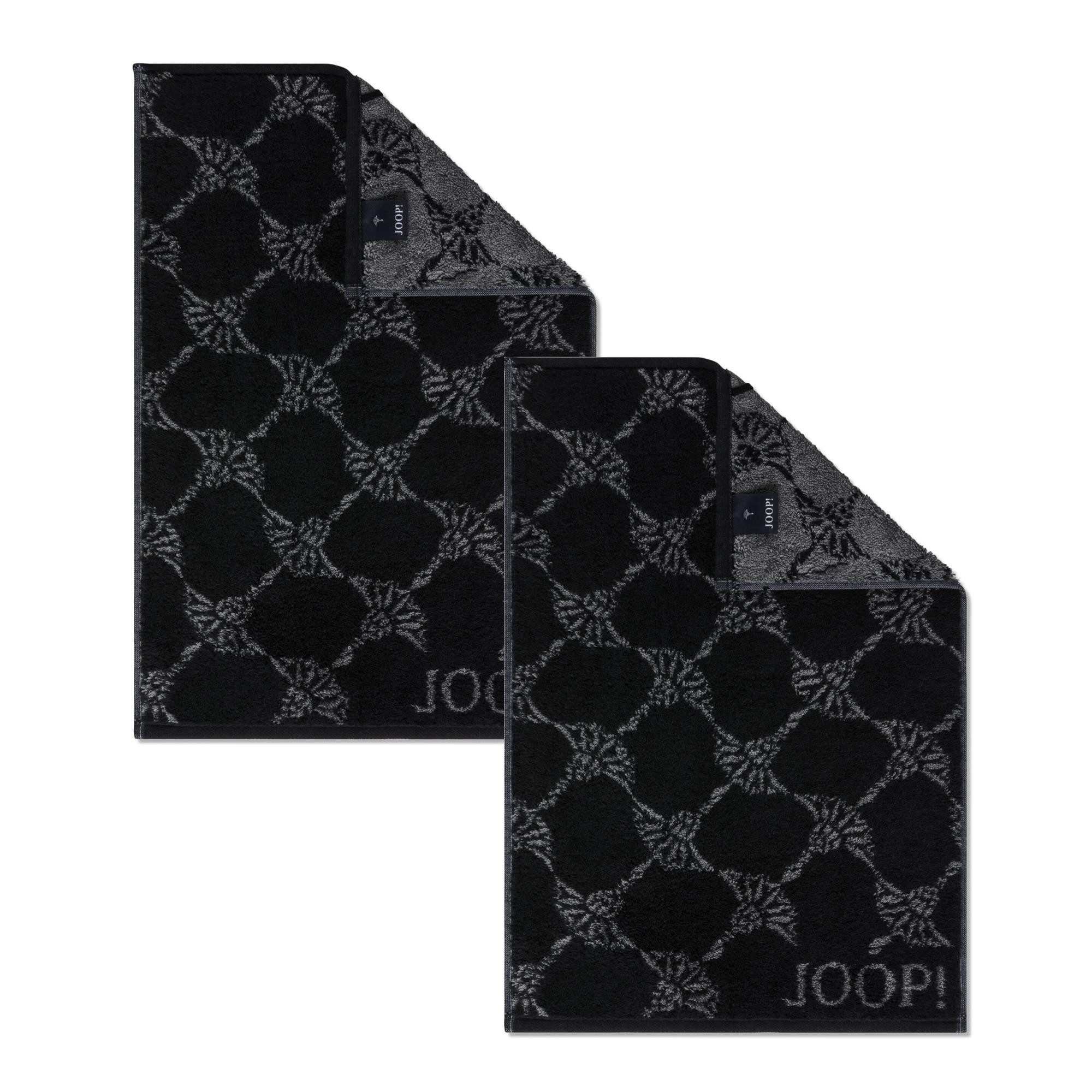 JOOP! Handtuch 2 Stück Joop! Gästetuch Cornflower 1611-90 Schwarz 30x50, Walkfrottier (2-St), Baumwolle