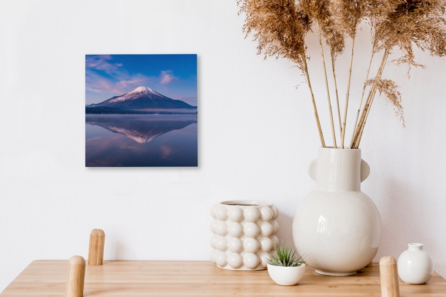 OneMillionCanvasses® Leinwandbild St), Leinwand Japan des Schlafzimmer (1 Spiegelung Wohnzimmer Wasser, Fuji-Vulkans in für Bilder im
