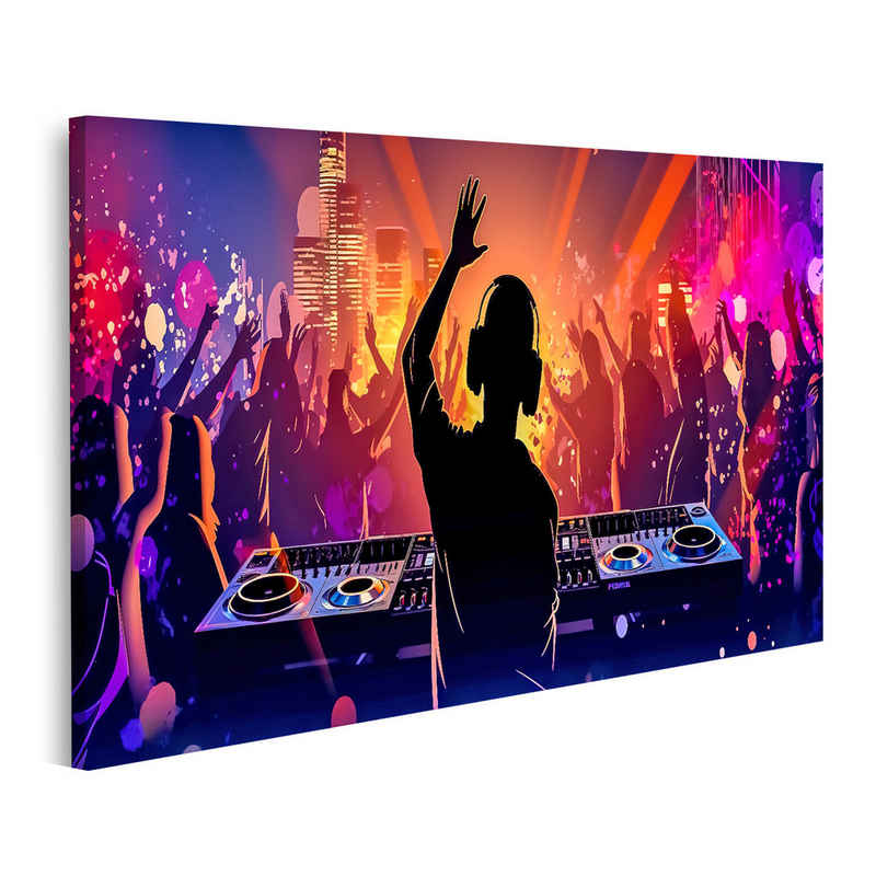 islandburner Leinwandbild Dj Plays Night Club Disco Banner Bilder