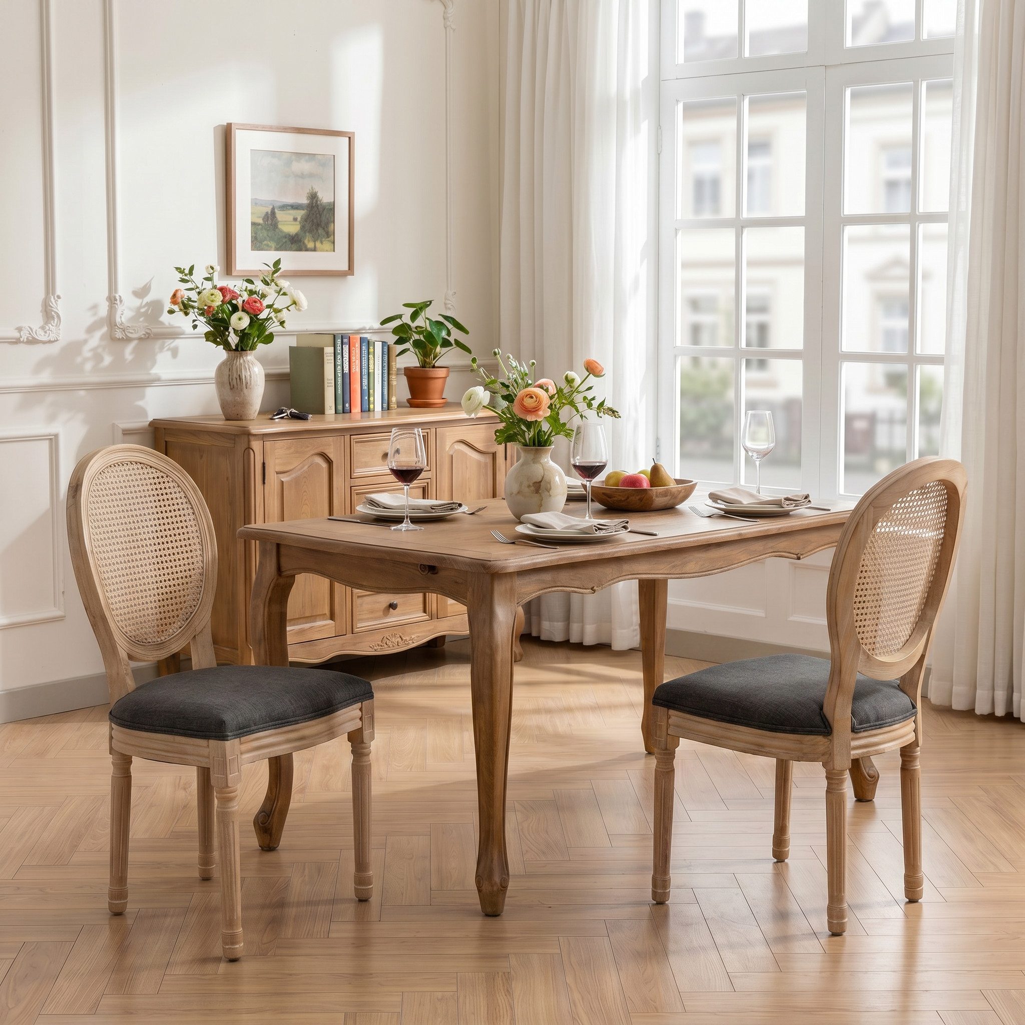 LIVIHOME Esszimmerstuhl MIRA (Set, 2 St), Gepolsterte Sitzfläche, Holzgestell, wohnliches Design und 2er-Set