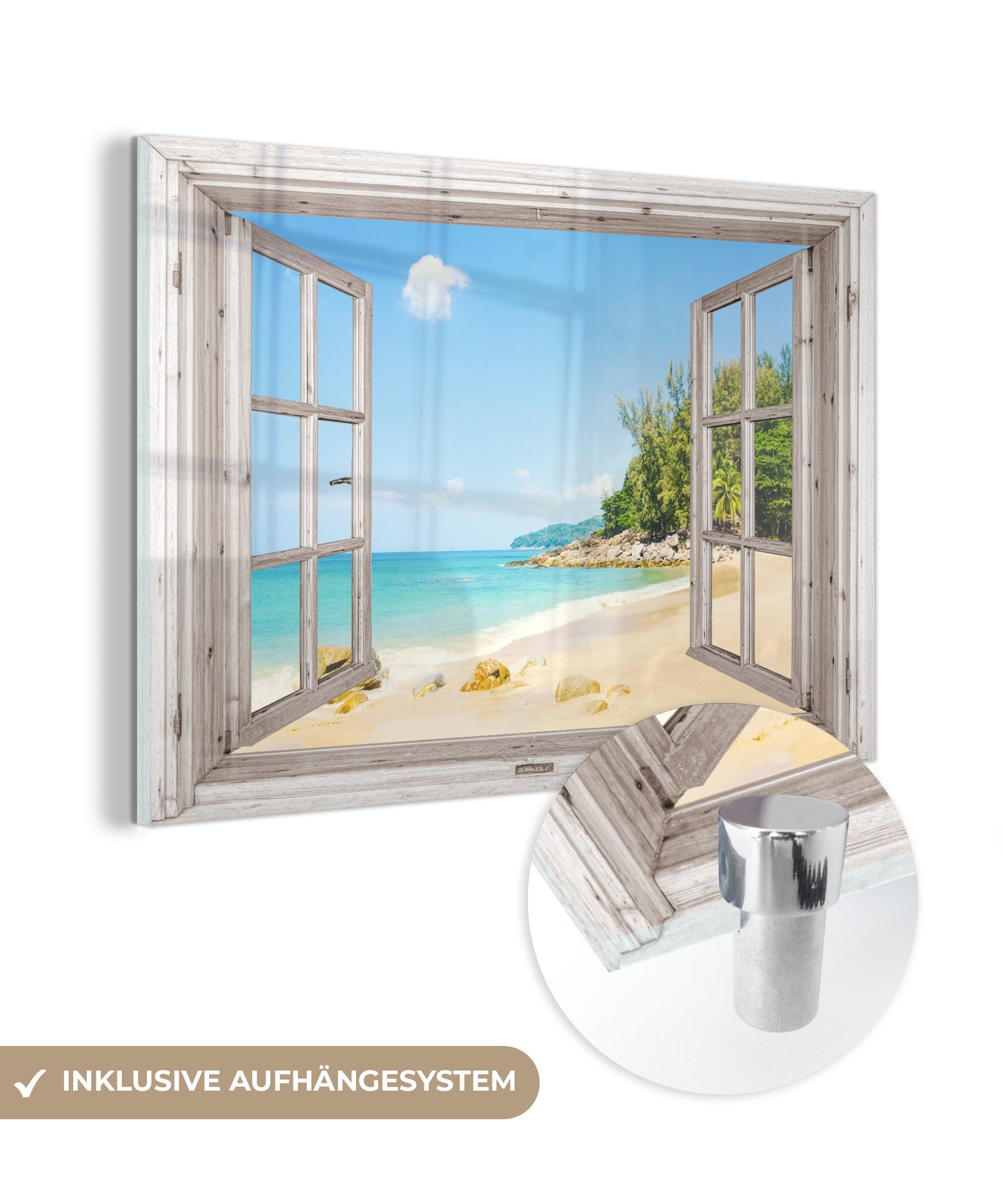 MuchoWow Acrylglasbild Aussicht - Strand - Sand, (1 St), Glasbilder - Bilder auf Glas Wandbild - Foto auf Glas - Wanddekoration