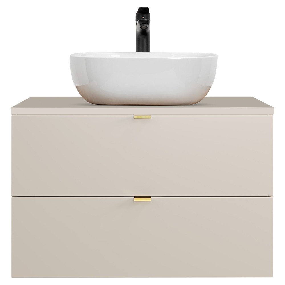Lomadox Waschtisch DURANGO-56, 80 cm breit, Keramikwaschbecken, kaschmir, 2 Schubladen