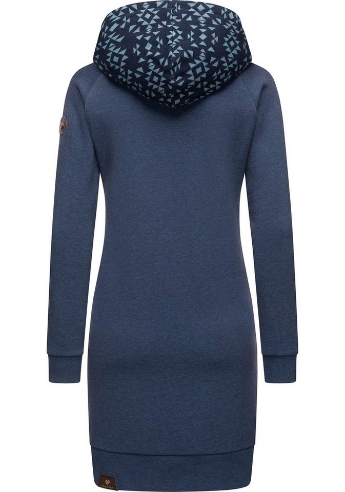 Ragwear Sweatkleid Bessi Langärmliges Baumwoll Kleid mit  Printmuster-Kapuze, Tolles Winterkleid mit angesagtem Alloverprint von  Ragwear