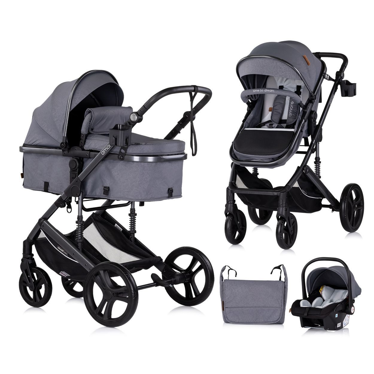 Kombi-Kinderwagen Kinderwagen 3 in 1 Amore