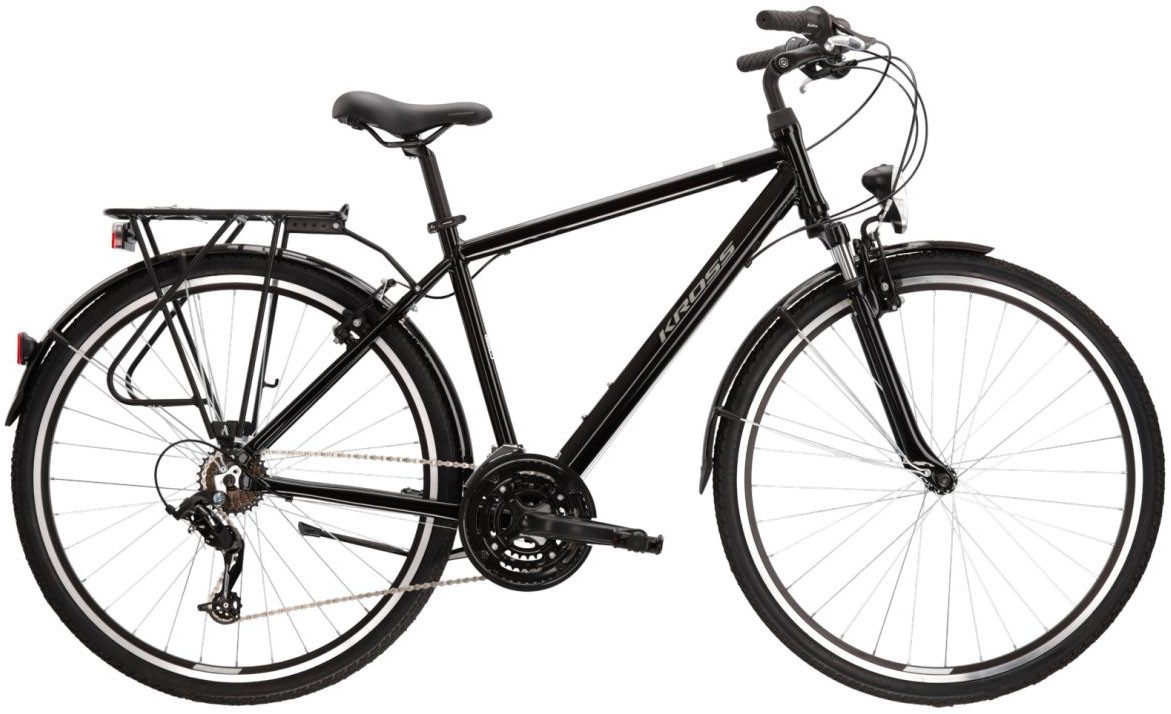 Kross Trekkingrad KROSS Trekkingrad Trans 1.0 28" schwarz, 21 Gang RDM41 Schaltwerk, Kettenschaltung