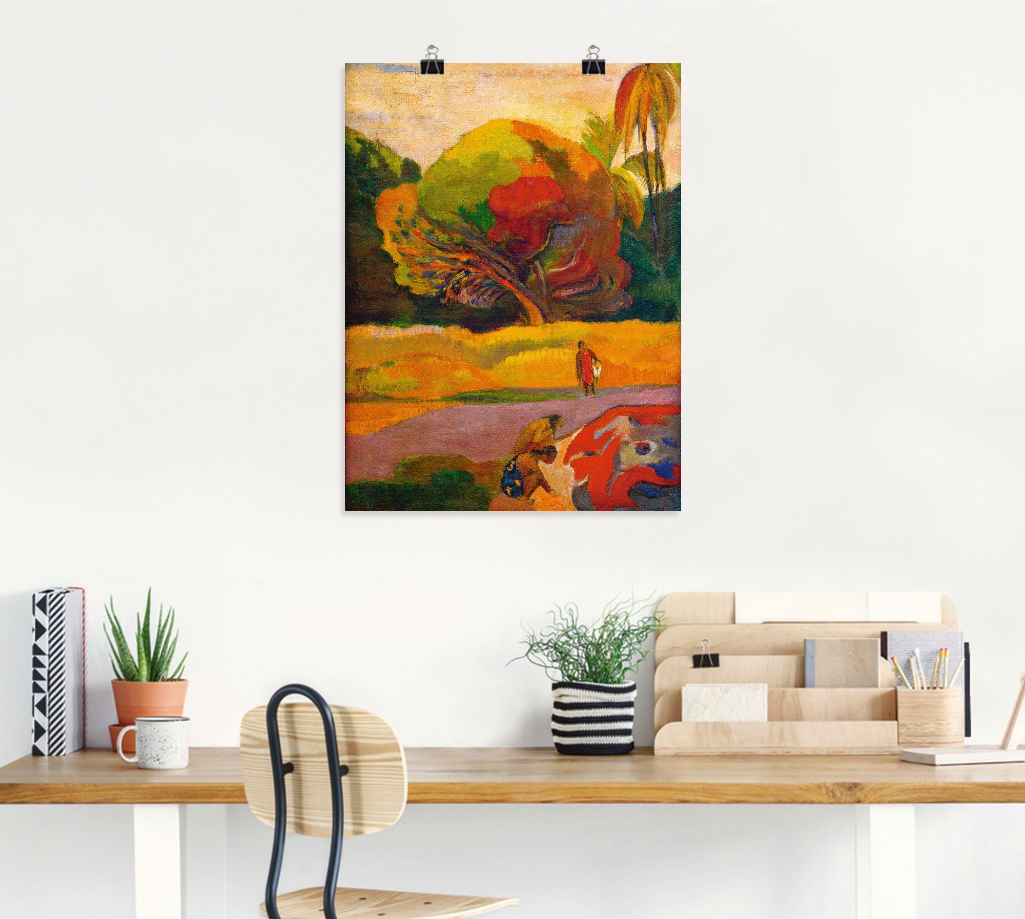 am (1 Gauguin Leinwandbild, Bäume Größen & Wiesen Frauen oder Paul Artland als St), Wandbild Poster versch. in Wandaufkleber Fluß,