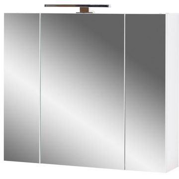 Lomadox Badmöbel-Set LUBLIN-01, (Spar-Set, 2-St), mit LED-Spiegelschrank Glasfront weiß Navarra Eiche