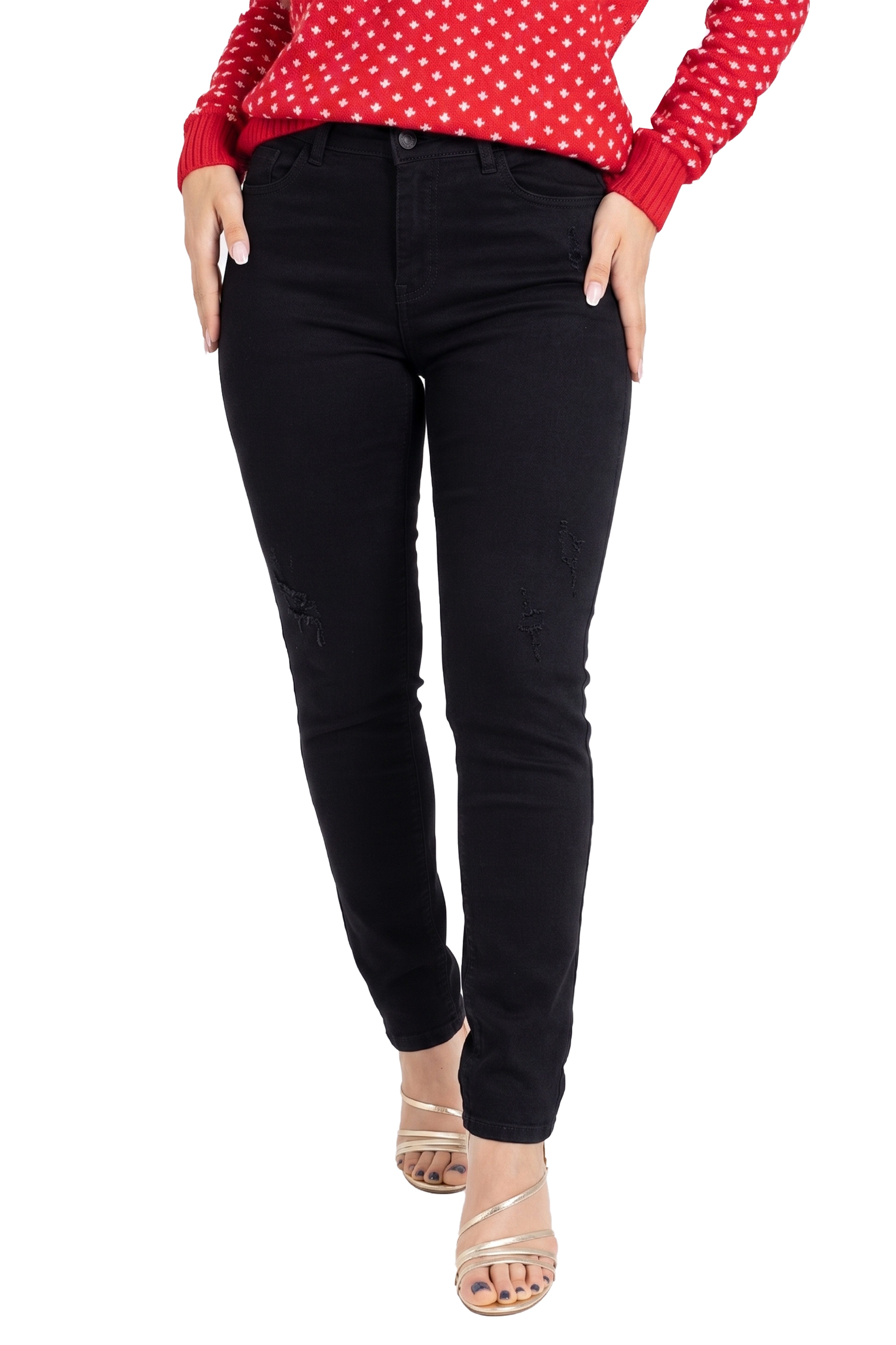 BlauerHafen Destroyed-Jeans BlauerHafen Damen Jeans Skinny Stretch Mid Rise