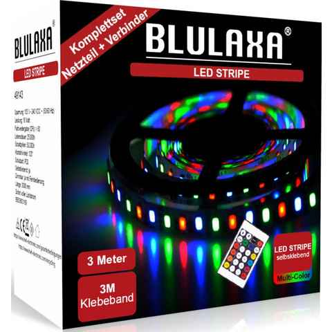 BLULAXA LED Stripe LED Stipe SET RGB mehrfarbig, Wandleuchte, Material: Stahl, Schwarz, Fassung: E27