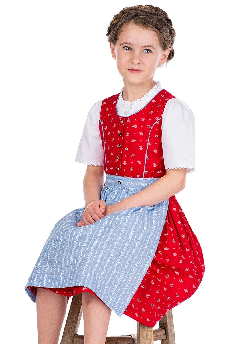 Isar-Trachten Dirndl Kinderdirndl 3tlg. - FLOWER - rot