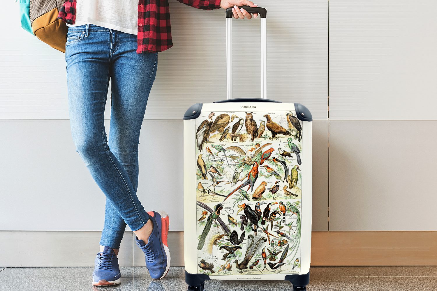 Rollen, Handgepäck - Reisetasche rollen, Tiere Handgepäckkoffer - Ferien, für Reisekoffer MuchoWow Trolley, mit 4 Vogel Jahrgang,