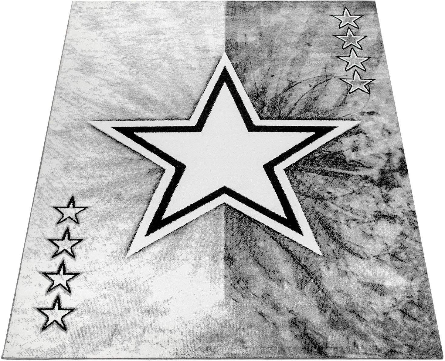 Paco Home Teppich ECE 995, rechteckig, Höhe: 14 mm, Kurzflor, modernes Design, Motiv Stern