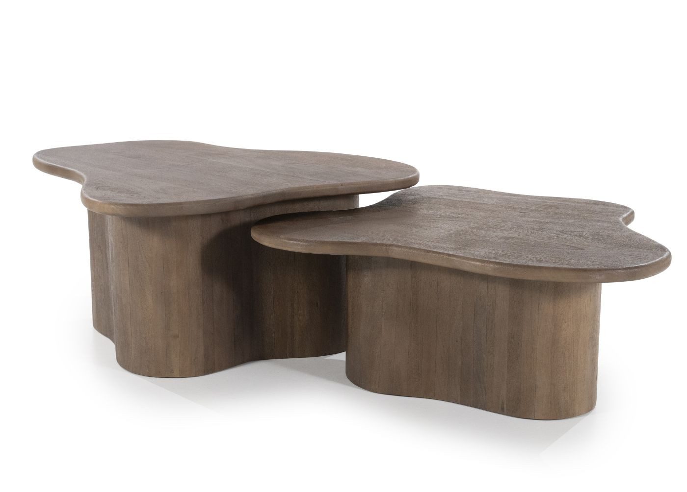 LEVEN Lifestyle Couchtisch "Nordic Flair" 2´er Set organische Form aus Hartholz braun (2er-Set), natürlicher Look