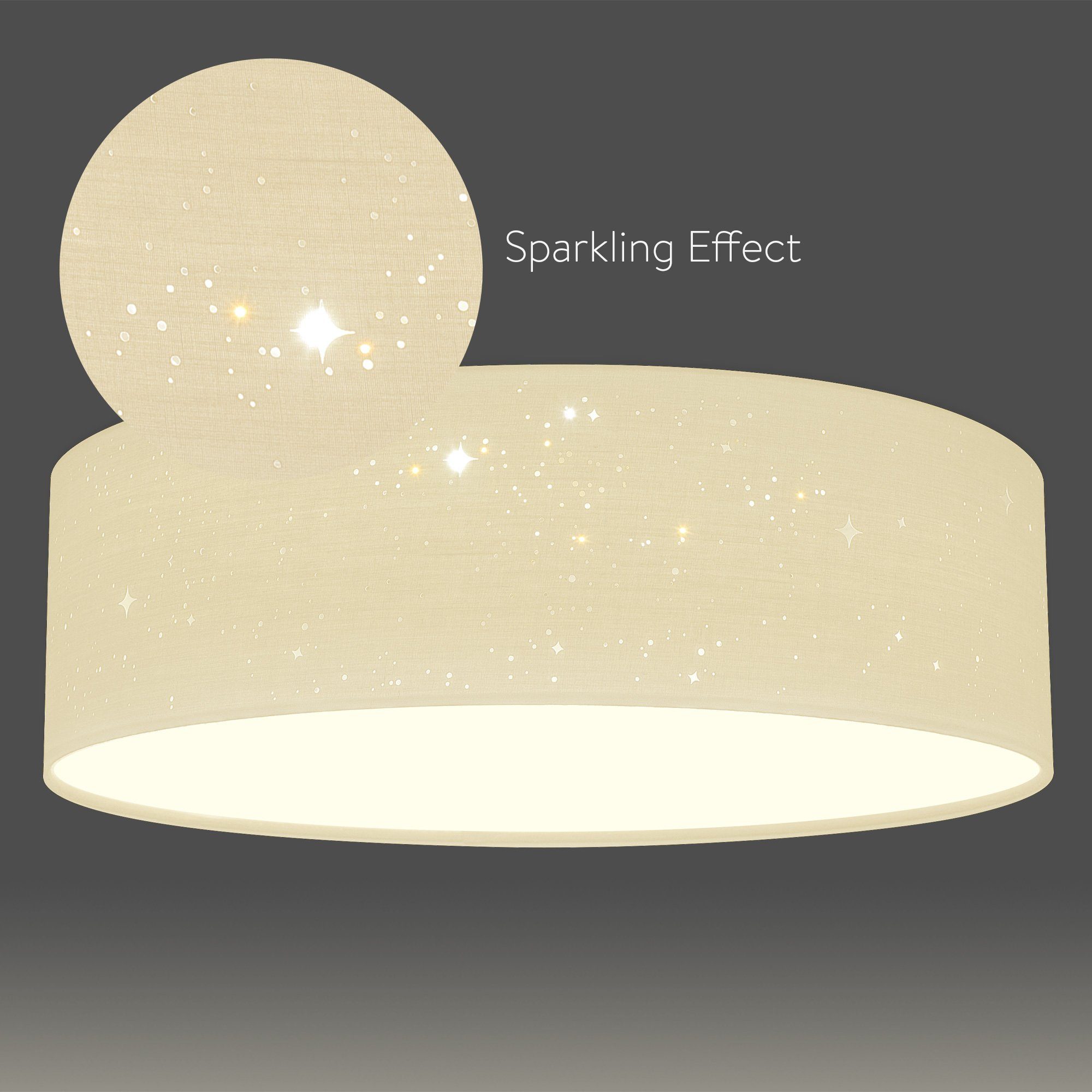 Navaris Deckenleuchte LED-Deckenlampe rund 40x40cm 22W Weiß Sterneneffekt - - mit