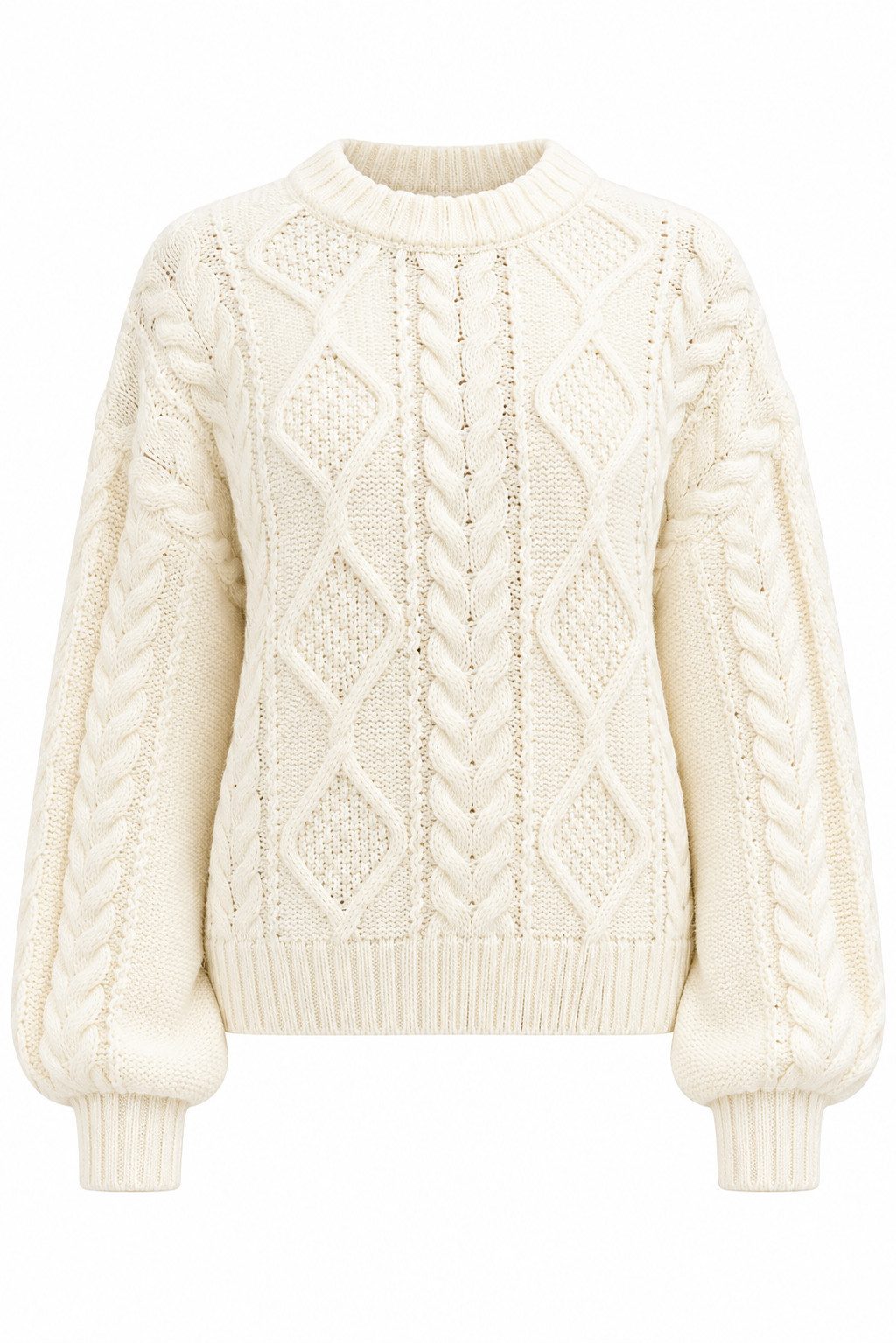 Gina Tricot Strickpullover - Strickpullover mit Zopfmuster und Ballonärmeln für Damen