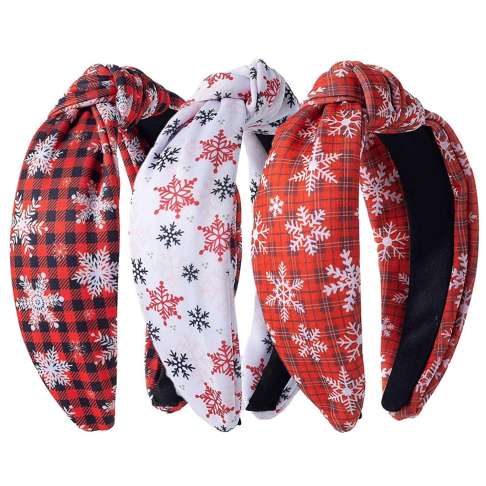Agger Haargummi 3er-Set Weihnachts-Haarreifen für Damen,Make up Haarband Weiche, 3-tlg., Schneeflocken-Design, festliche Haaraccessoires für Weihnachten