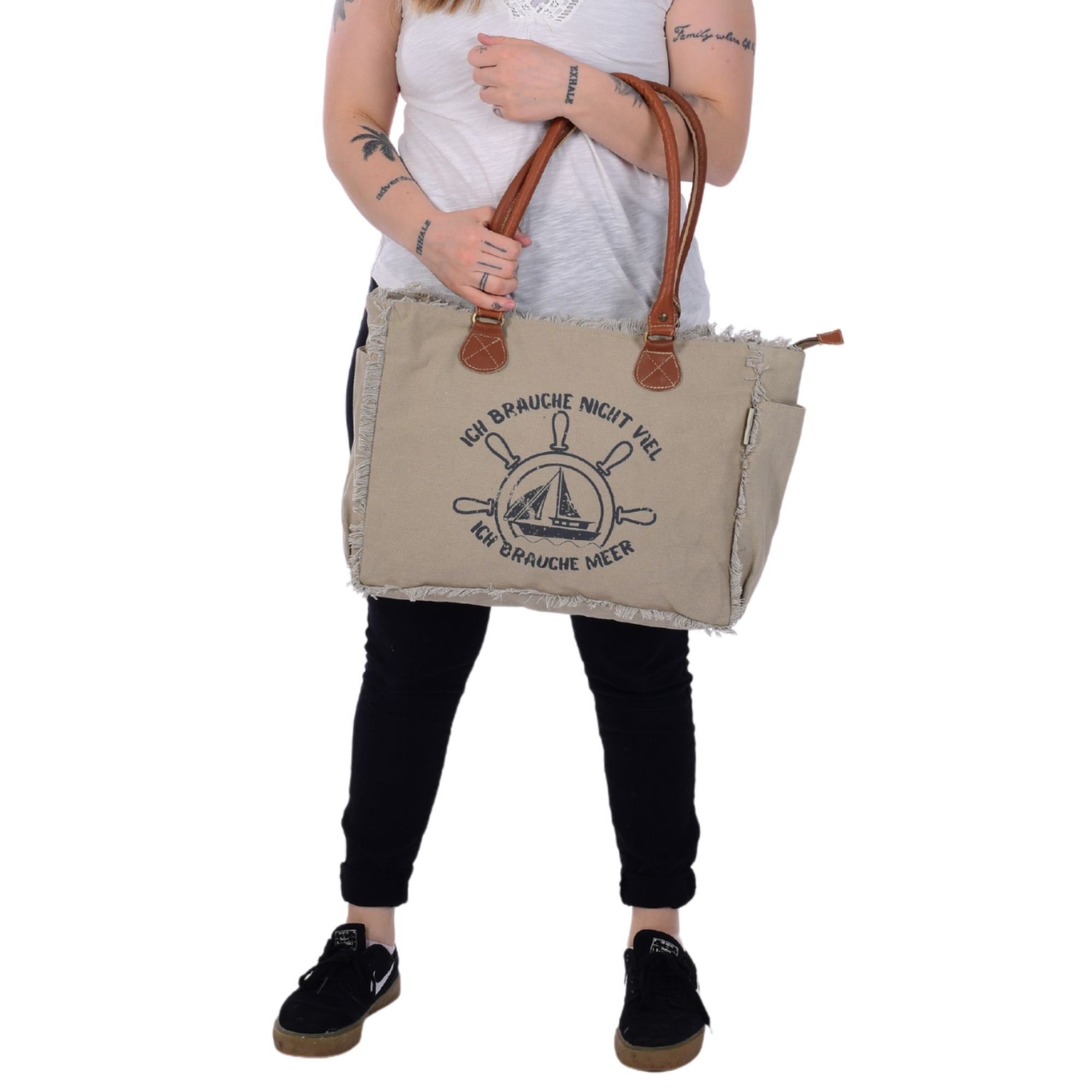 Leder. Maritim Schultertasche, & Handtasche. Tasche Canvas aus Handtasche Sunsa Maritim