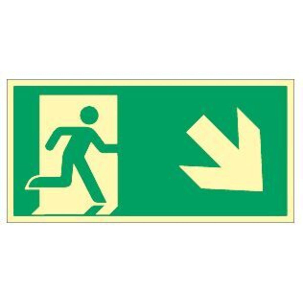 MOEDEL Hinweisschild Notausgang rechts abwärts ISO 7010 Kunststoff langnachleuchtend 29 7x1
