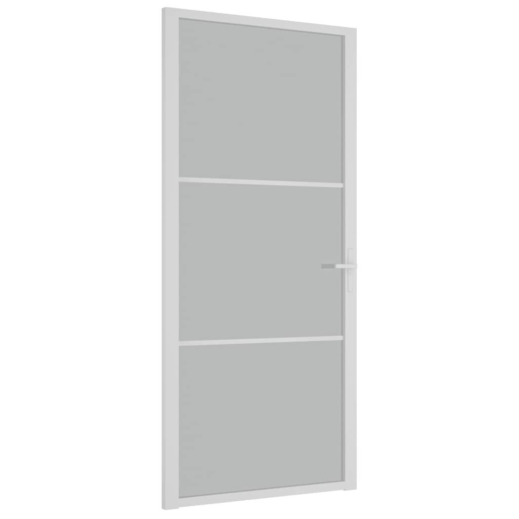 vidaXL Haustür Innentür 93x201,5 cm Weiß Mattglas und Aluminium (1-St)