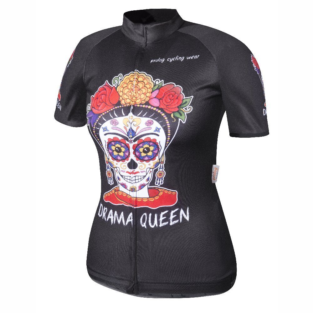 prolog cycling wear Radtrikot Fahrradtrikot Damen kurzarm „Drma Queen schwarz“ eng geschnitten