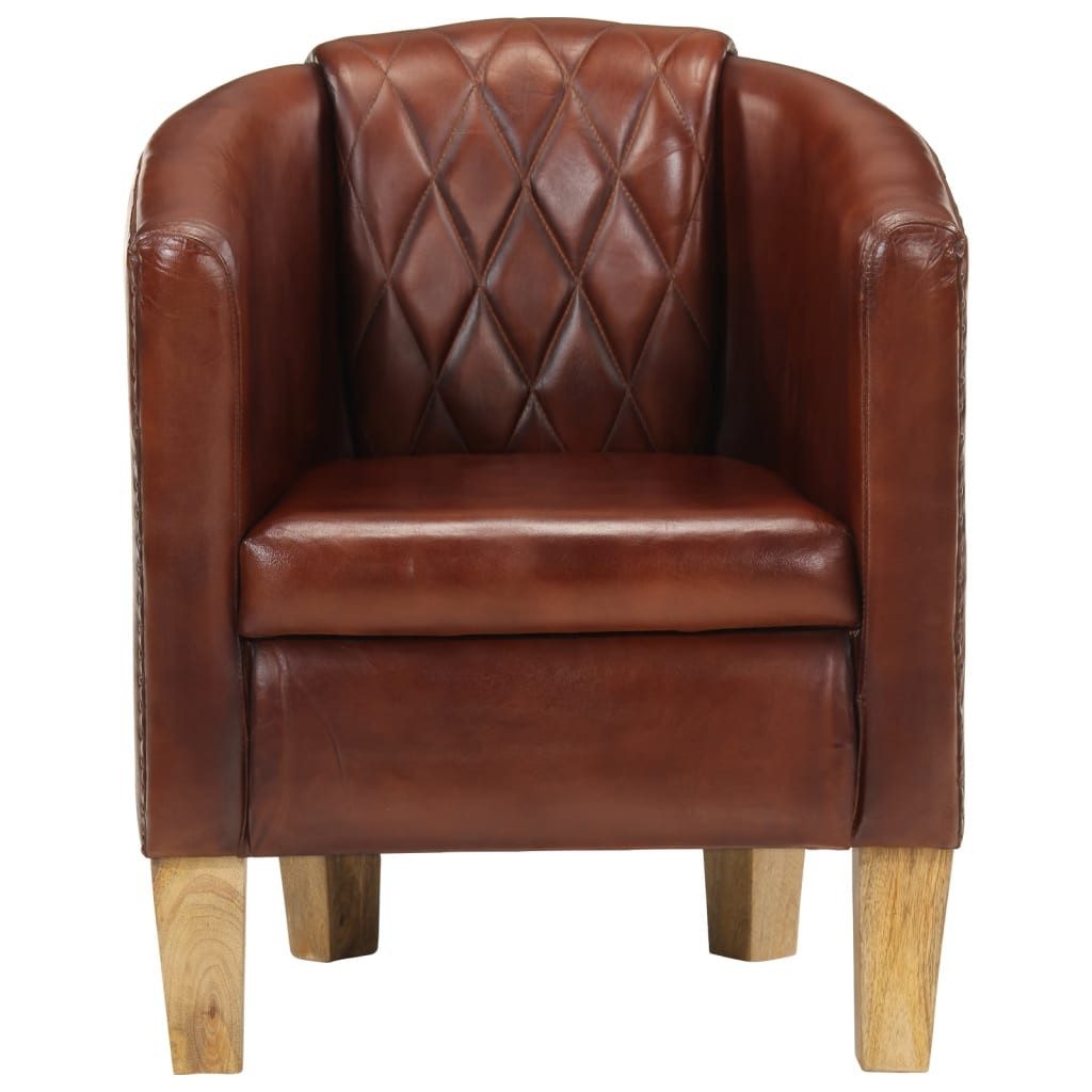 vidaXL Sessel, Clubsessel Braun Echtleder