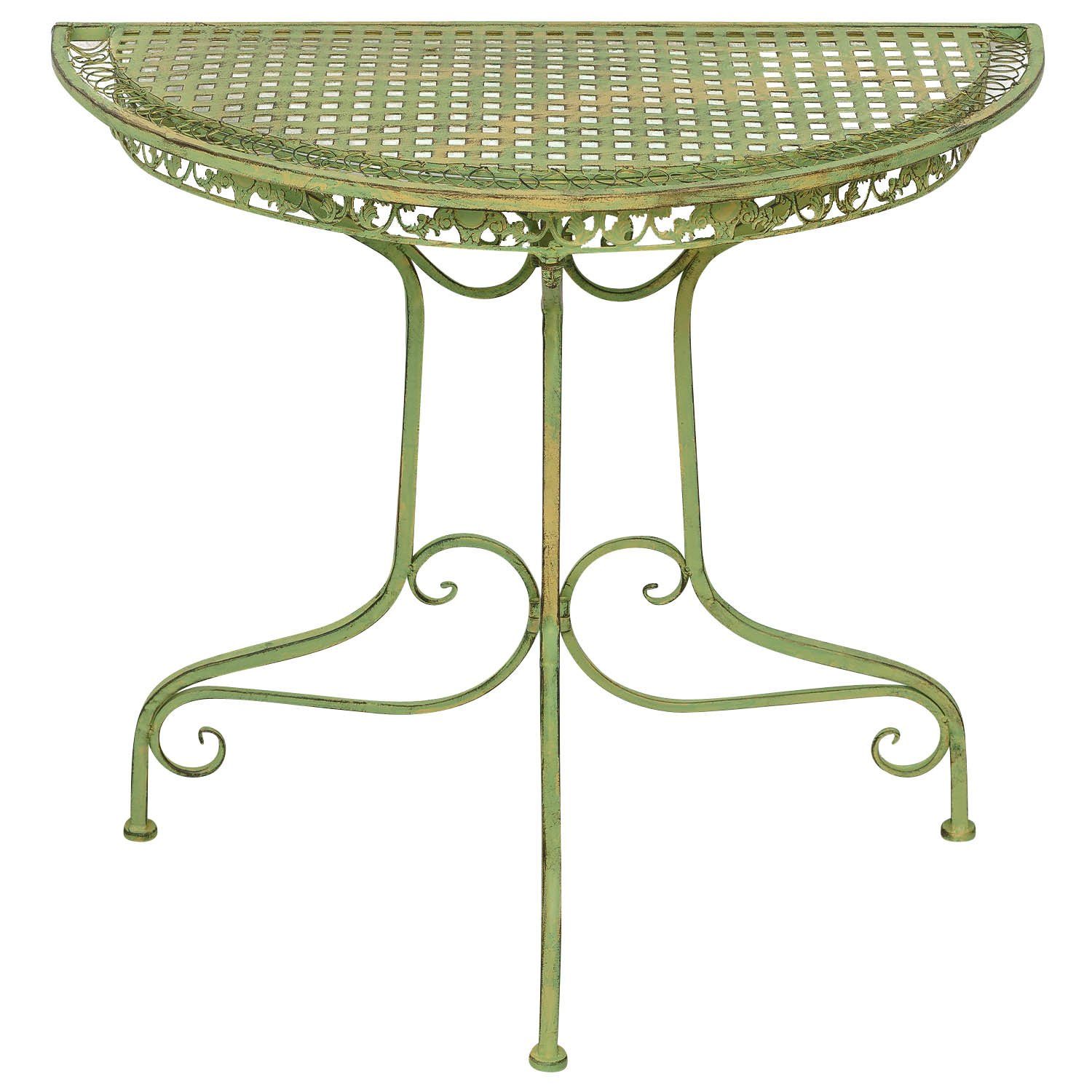 Gartentisch Eisen Balkontisch Aubaho grün Garten halbrund Tisch Antik-Stil Ko Gartentisch
