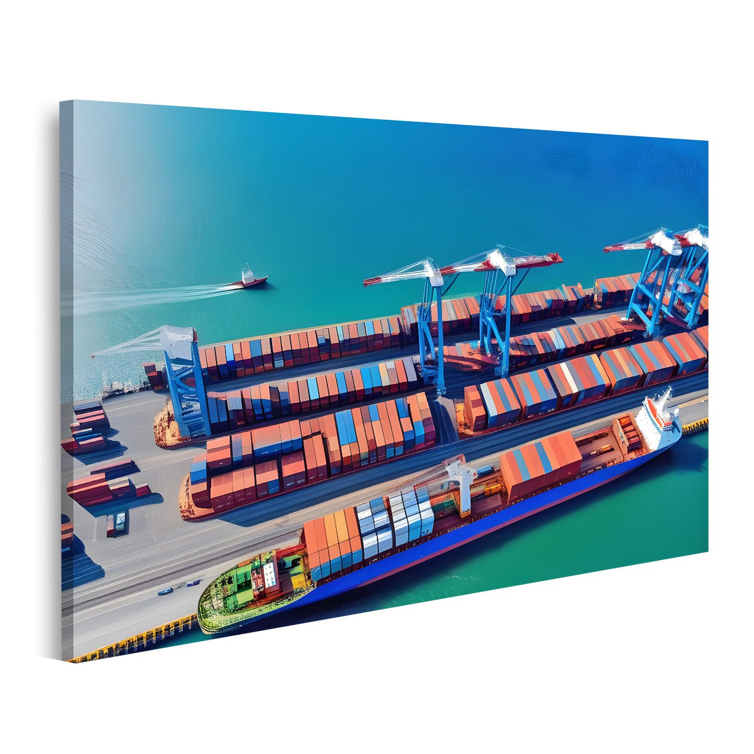 islandburner Leinwandbild Monumentales Wandbild zeigt Frachtschiff beim Containertransport über