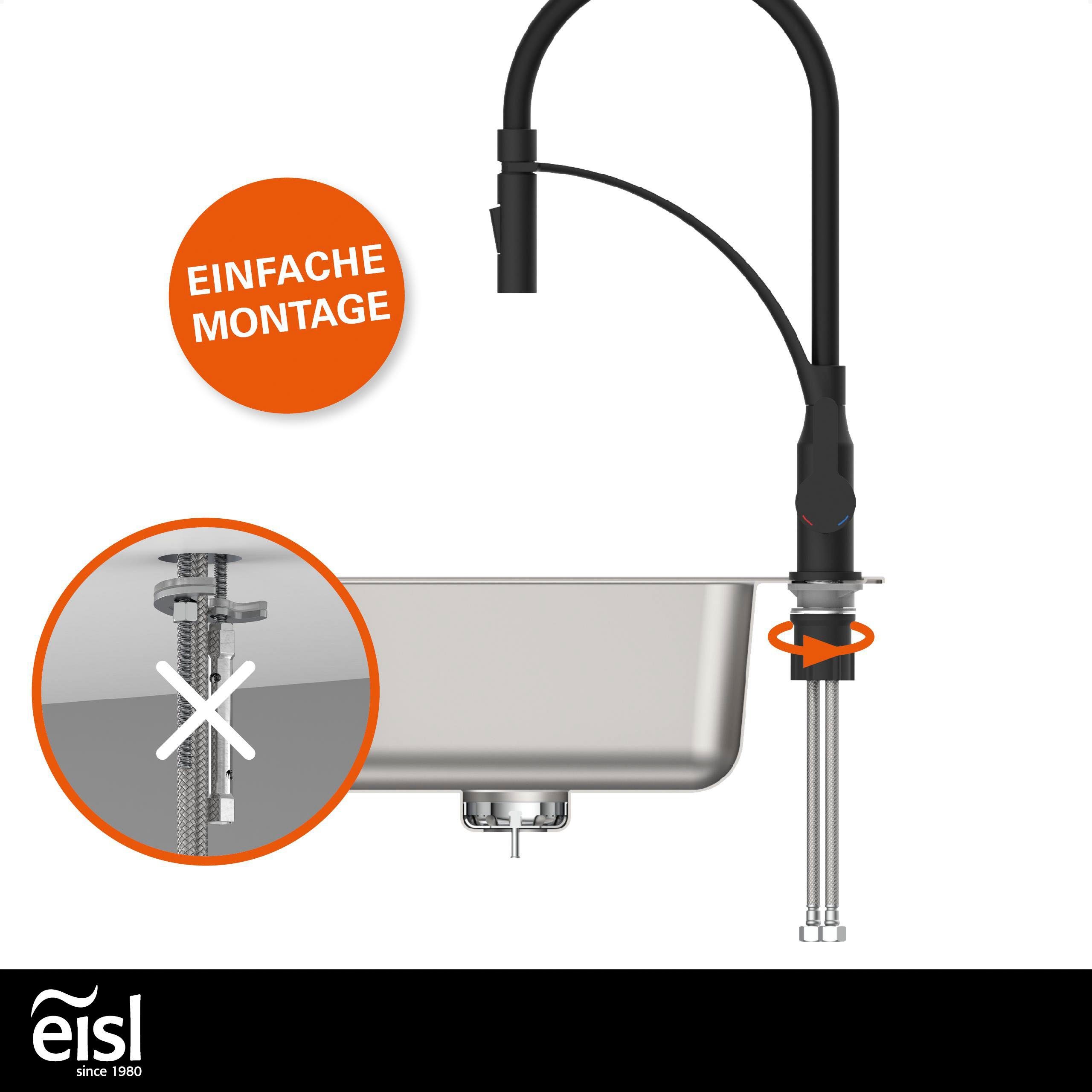 Eisl Spültischarmatur CARNEO energiesparender Cold-Start, wassersparender Eco-Click, Verbrühschutz