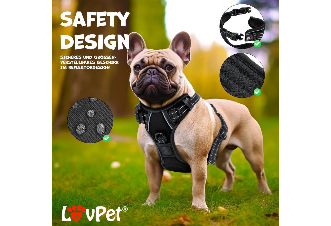 Thumbnail - Lovpet Hunde-Geschirr, ohne Zug & würgen für Hunde & Welpen atmungsaktiv & weich