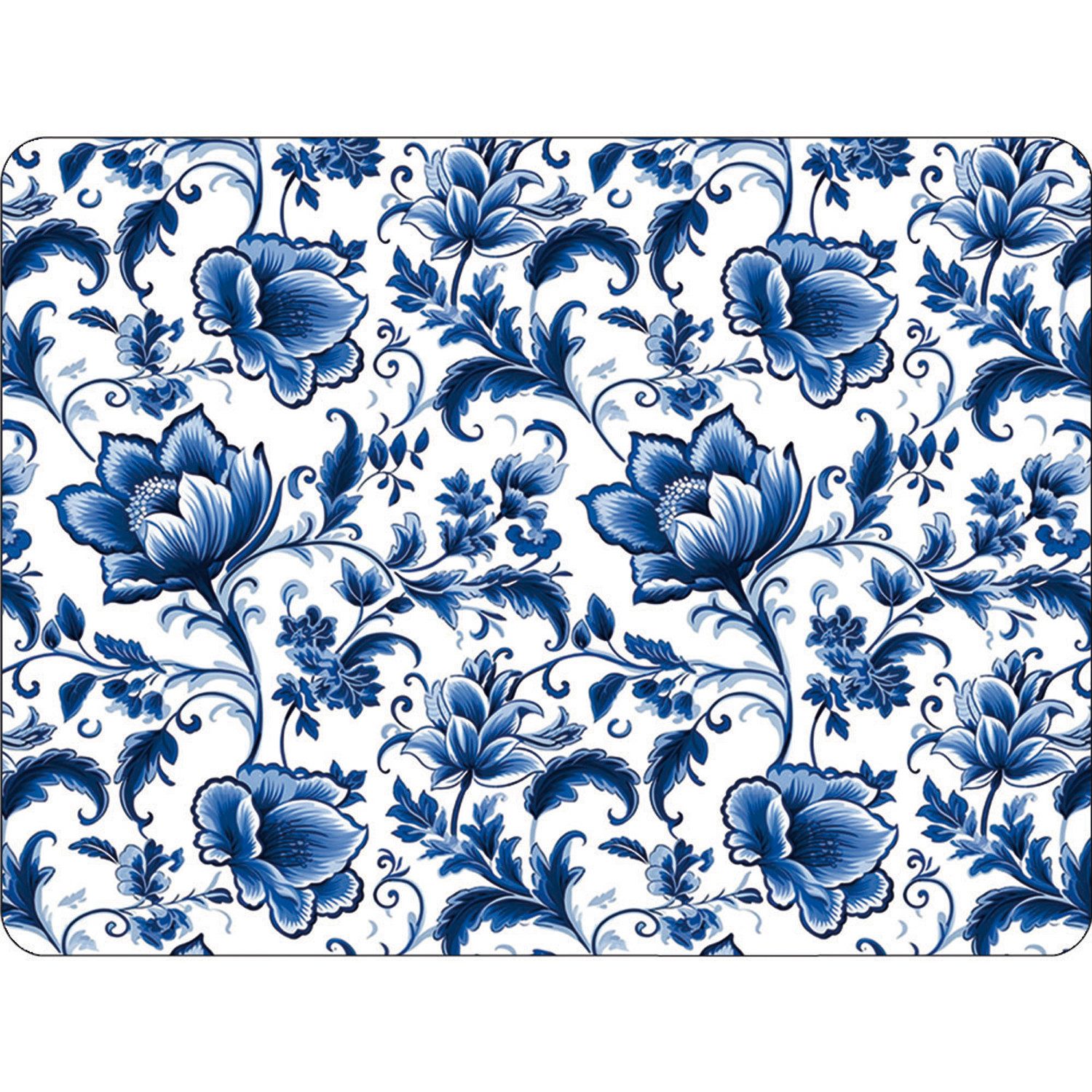 Ambiente® Platzset Delft Blue florals, (2-St., 2-teilig), Tischsets Platzsets (2 Stück) ca.40x30x0,25cm PVC dünner Schaumrücken