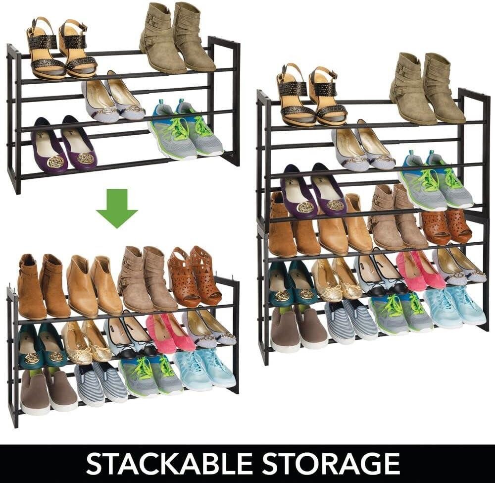 mDesign Aufbewahrungssystem mDesign Schuhregal Schuhablage Schuhschrank ausziehbar 3 Ebenen Meta – Bild 4 von 5