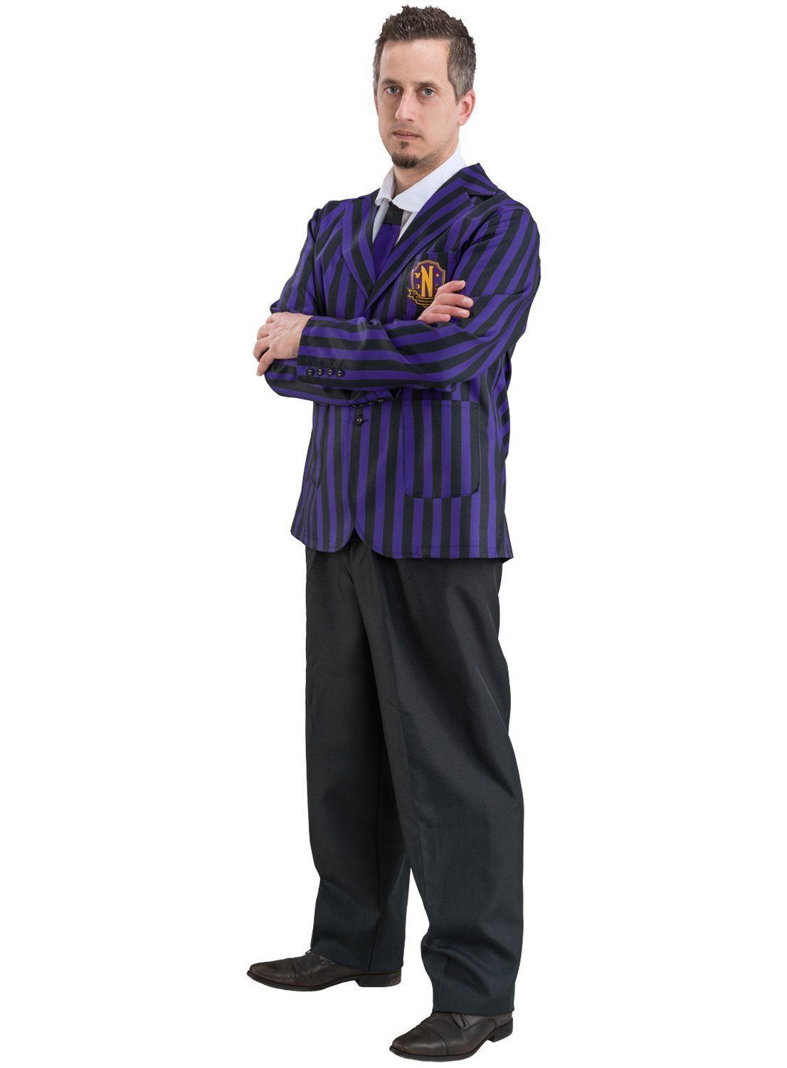 CHAKS Kostüm Wednesday Schuluniform schwarz-violett für Männer, Die reguläre Uniform für männliche Schüler der Nevermore Academy a