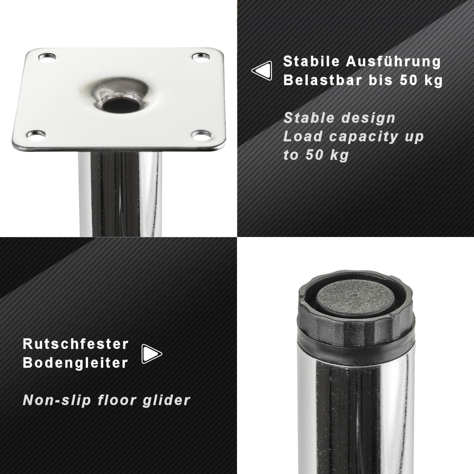 SO-TECH® Möbelfuß LIMA Ø 25 mm höhenverstellbar 10 mm Vitrinenfuß Sockelfuß günstig online kaufen