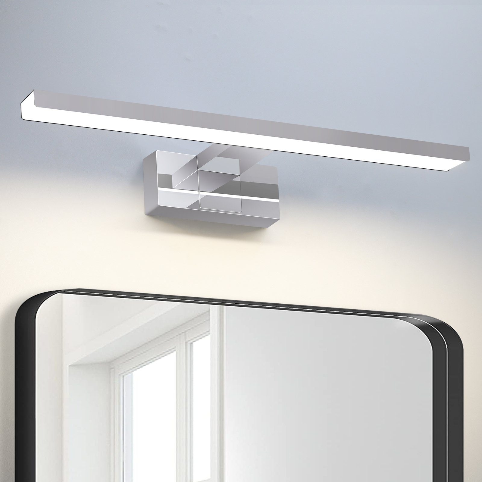 ZMH LED Spiegelleuchte Bad Spiegellampe - Badleuchte Chrom Badezimmer Wasserdicht IP44, LED fest integriert, 4000k, Modern Neutralweiß 4000K Badlampe Wandmontage für Keller