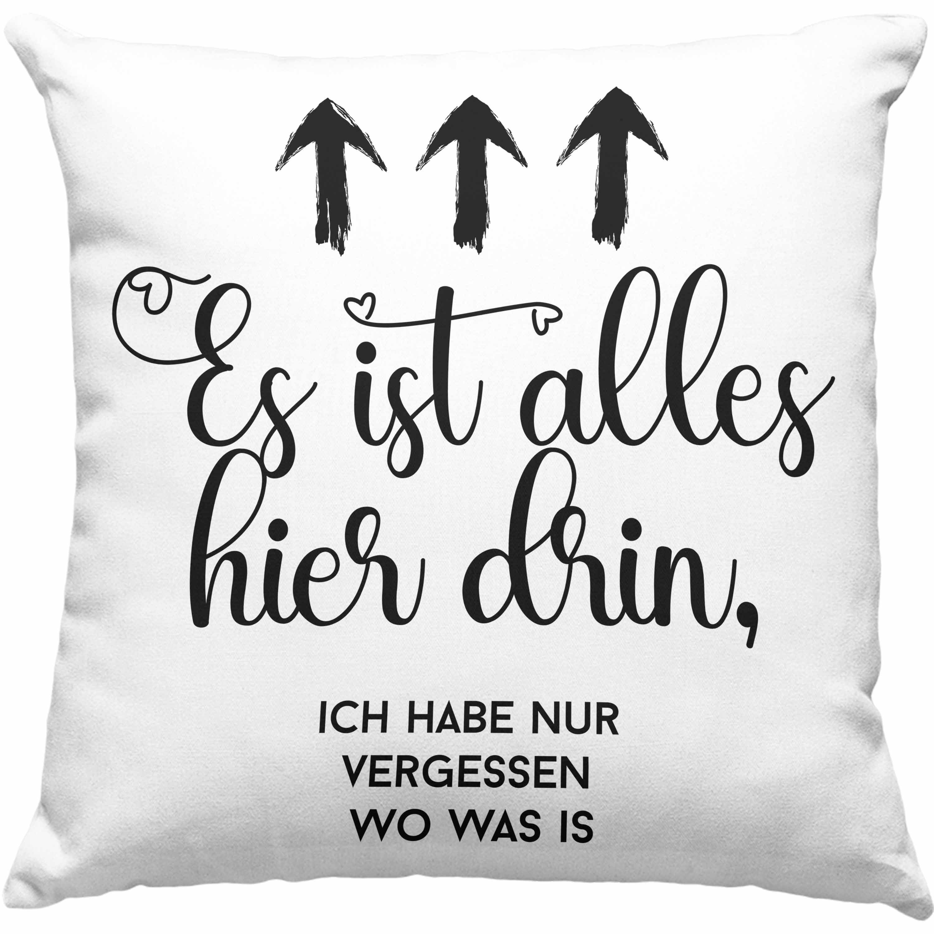 Trendation Dekokissen Trendation - Es Ist Alles Hier Drin Kissen Geschenk Lustige Geschenkidee Frauen Mutter Mama Spruch Dekokissen mit Füllung 40x40 Rosa